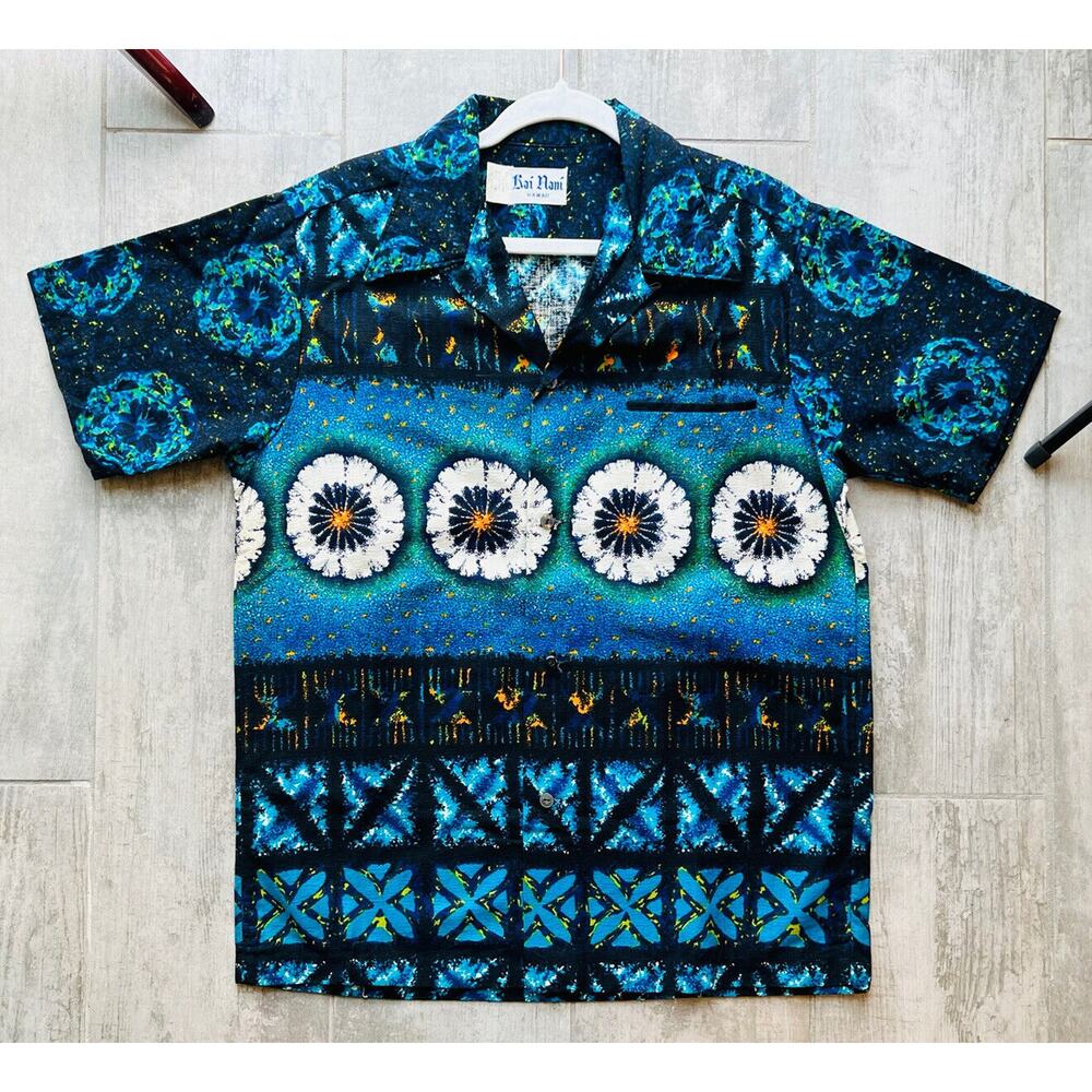 VINTAGE Kai Nani Aloha Hawaiian Shirt Men's Button Down Short Sleeve Casual M